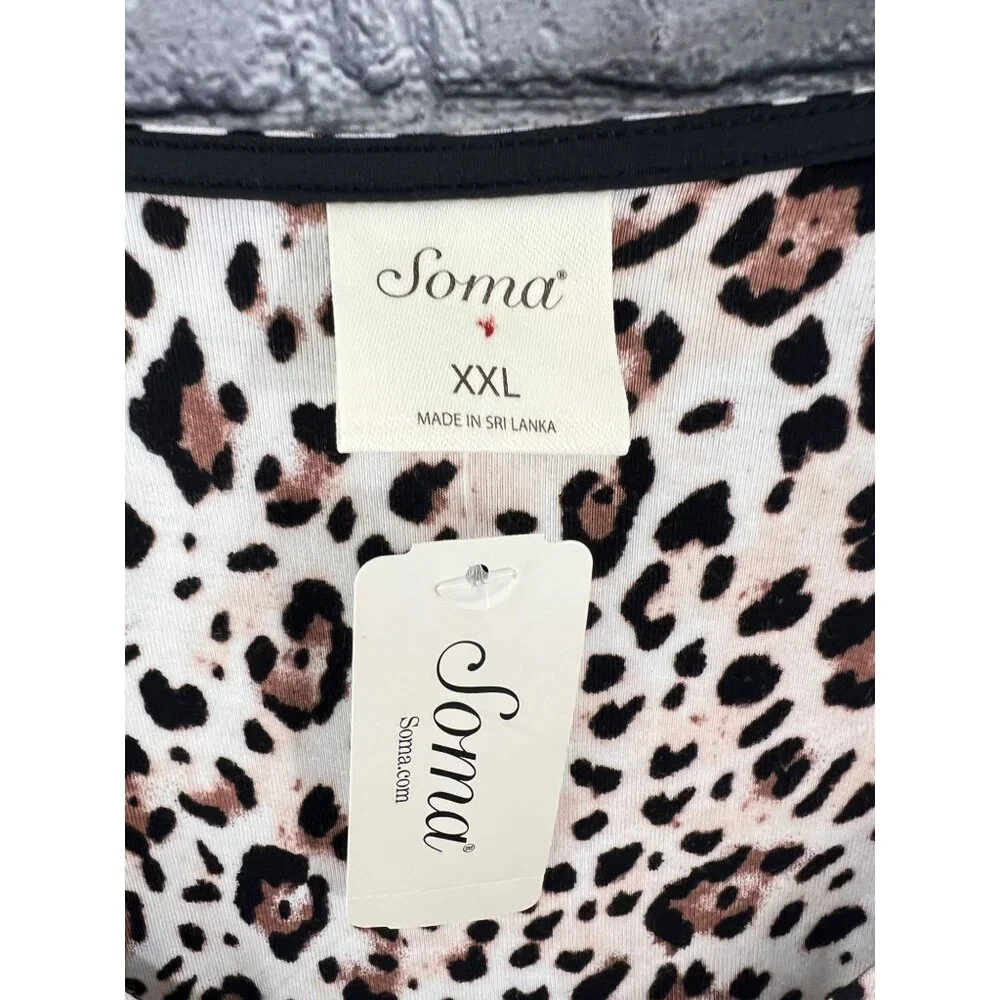 Soma Cool Nights Long Sleep Shirt Jaguar Mini Nutmeg XXL Animal Print Nightgown - Picture 6 of 7